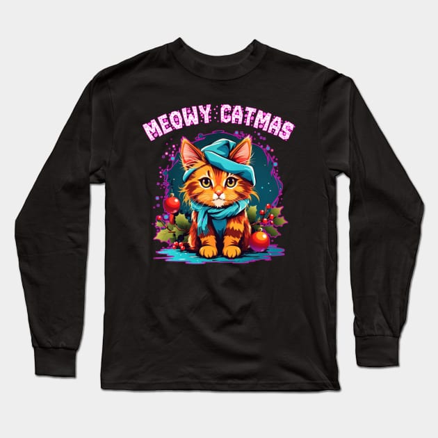 meowy catmas Long Sleeve T-Shirt by sukhendu.12